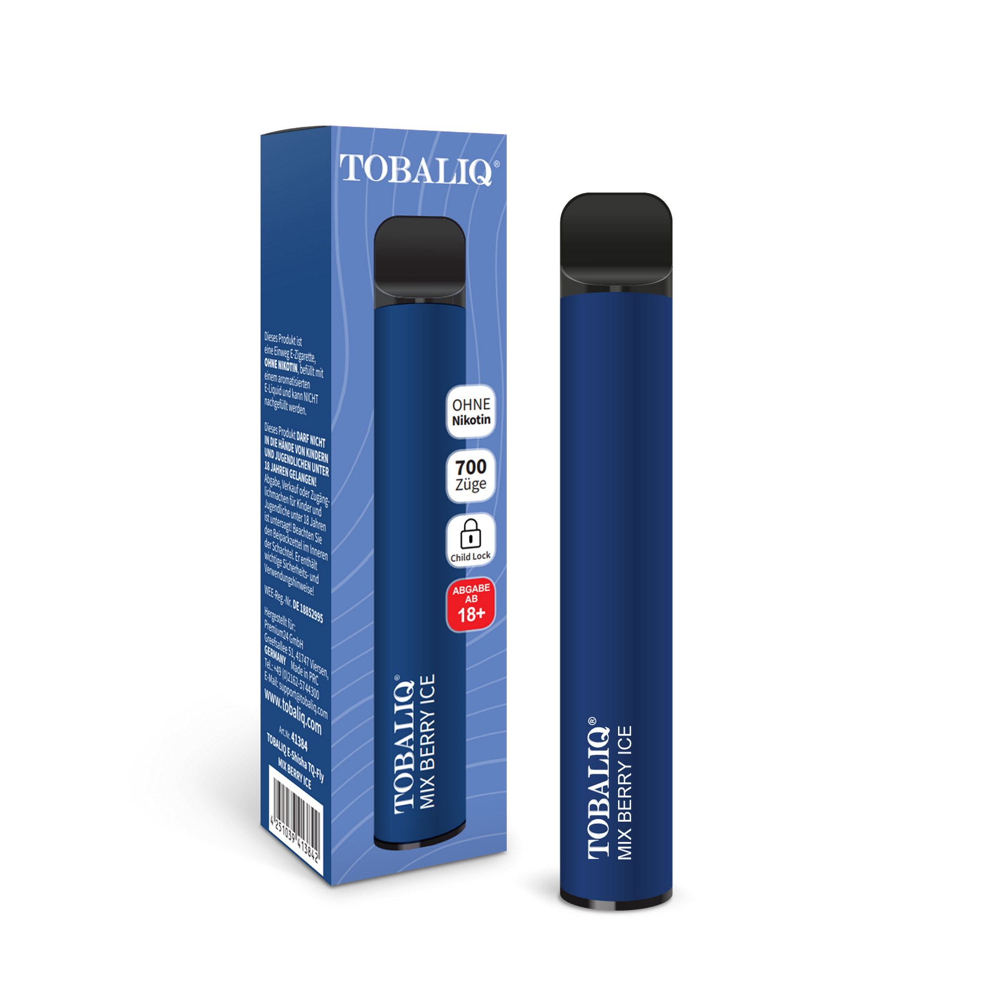TOBALIQ TQ Fly 700 Puffs  Ohne Nikotin  Mix Berries Ice - Premium24 GmbH