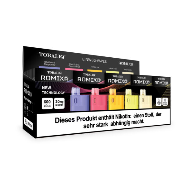 TOBALIQ RomixQ – 20mg Nikotin, 600 Puffs – 20er Mix-Display