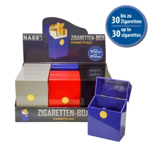 30er Zigaretten-Box "Push", 4farbig, 12er Display