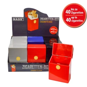 40er Zigaretten-Box "Push", 4farbig, 12er Display