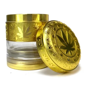 Metall Herbal Grinder TQ " Clear Cannabis", 6er Display