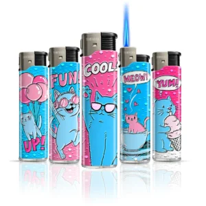 TOBALIQ JET-Flame 3D-Metallic Motivfeuerzeug "Candy Cat" 50er Display